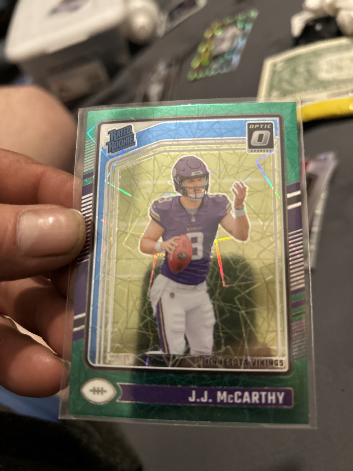 2024 Panini Donruss Optic - Rookie J.J. McCarthy #235 Green Velocity Prizm (RC)