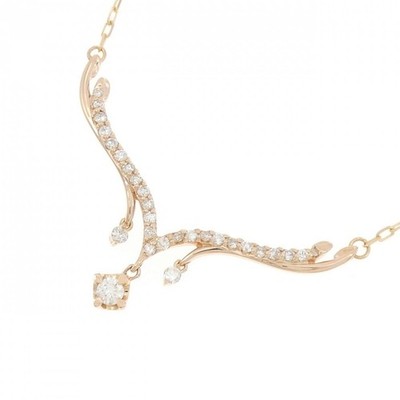 K♡ Authentic K18PG Diamond Necklace 0.35CT #260-007-744-9931 | eBay