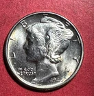 1945 Choice Uncirculated US Mercury SILVER Dime "Philadelphia" Mint! Old Coin!