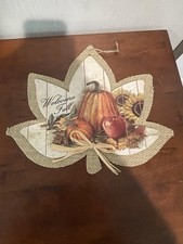 Welcome Fall Pumpkin Sunflower Maple Leaf Wall Hanging Sign READ