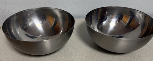 2 IKEA Stainless Steel Bowls 3 Qt 8” Mixing Meal Prep Storage Container Dish Lot