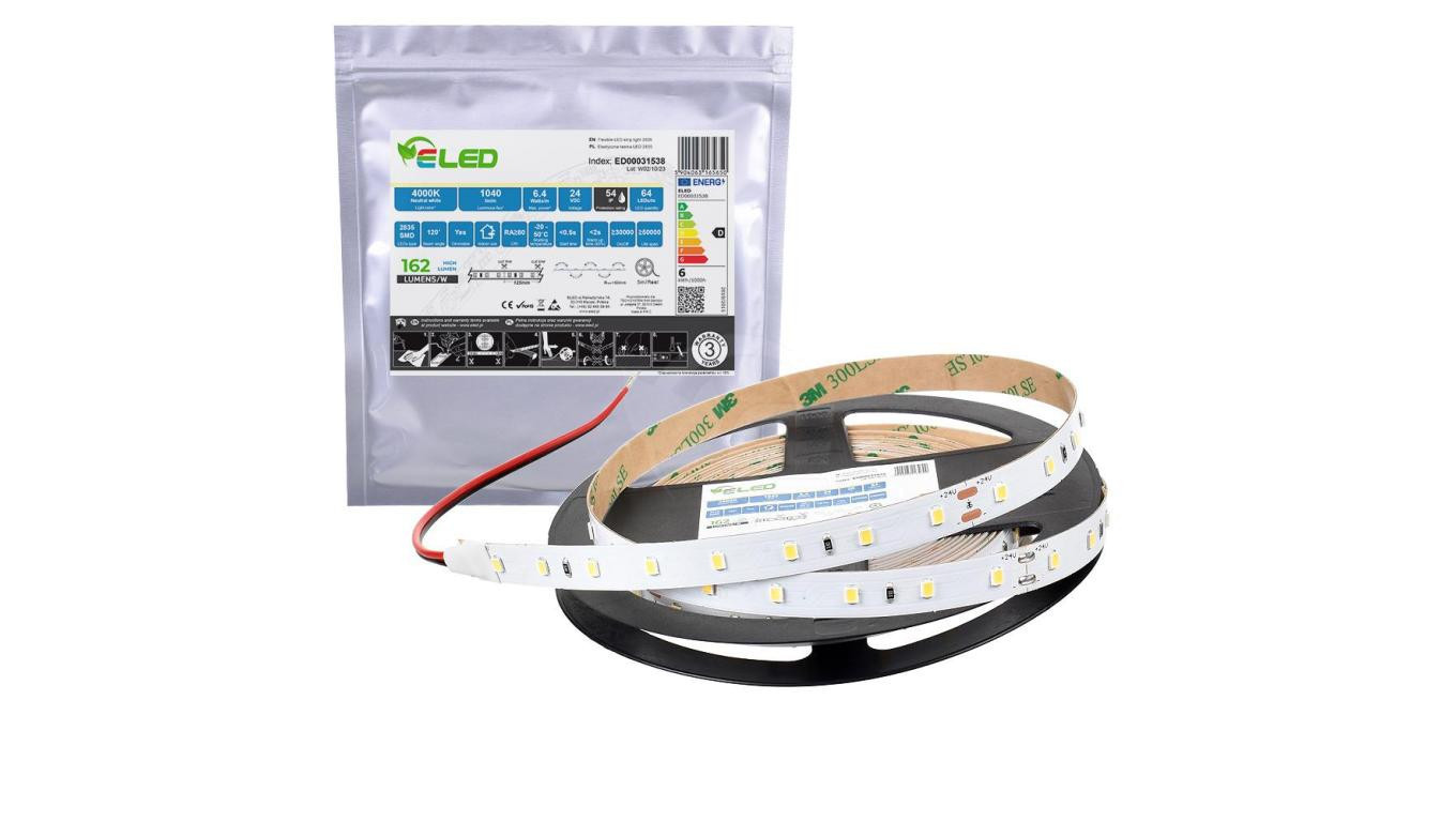 Taśma LED 2835 320 SMD 24 В 6,4 Вт 162 лм/Вт нейтральный 4000 К IP54 - ED00031538 /odcin