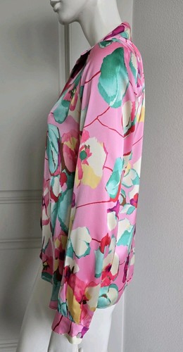 Zara Pink Floral Long Sleeve Button Down Shirt Sz M - Picture 8 of 11