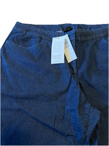 Pantalón recto Eileen Fisher índigo con canesú talla L W32-34 nuevo con etiquetas $108 - Imagen 2 de 9