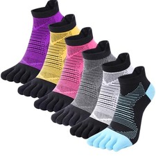 Women's 5-Toe Cotton Sports Running Socks Seamless Toe Large Multicolor 1