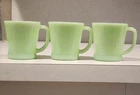 Vtg Fire King Jadeite Jadite Glass Green D Handle Mug Cup USA Set of 3