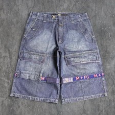 Marithe Francois Girbaud Y2K Baggy blue denim shorts Shuttle Tape Size 38