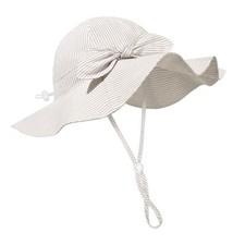 Baby Girl Sun Hat Summer Foldable Beach Hats with 6-24 Months Beige Stripe