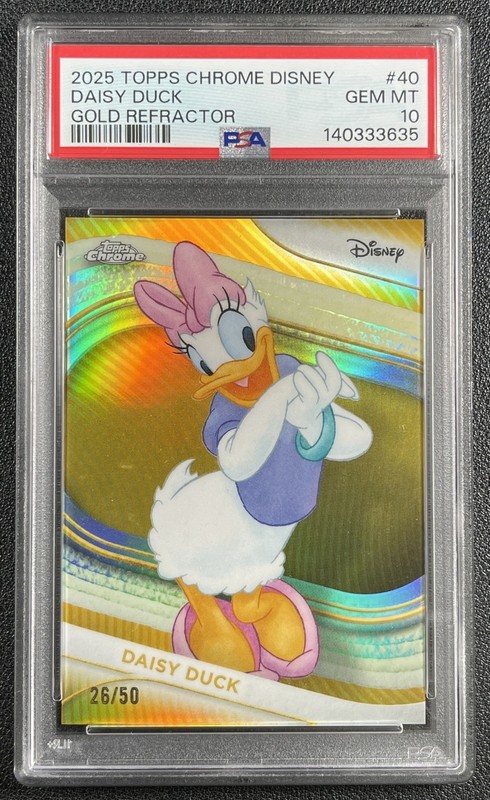 DAISY DUCK PSA 10 2025 TOPPS CHROME DISNEY #40 GOLD REFRACTOR 26/50