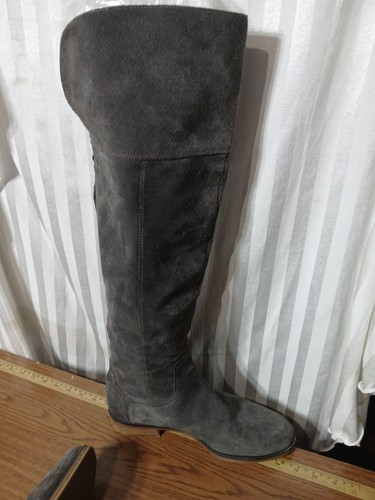 Franco Sarto Womens Gray Suede Leather Knee High Super Tall Boots 10 M