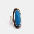 22025 Vintage 925 Silver Southwestern Style Bold Turquoise Ring Size N1/2