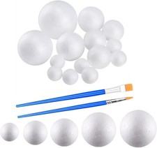 50 Pack White Craft Foam Balls - Smooth Round Assorted Sizes for DIY Projects