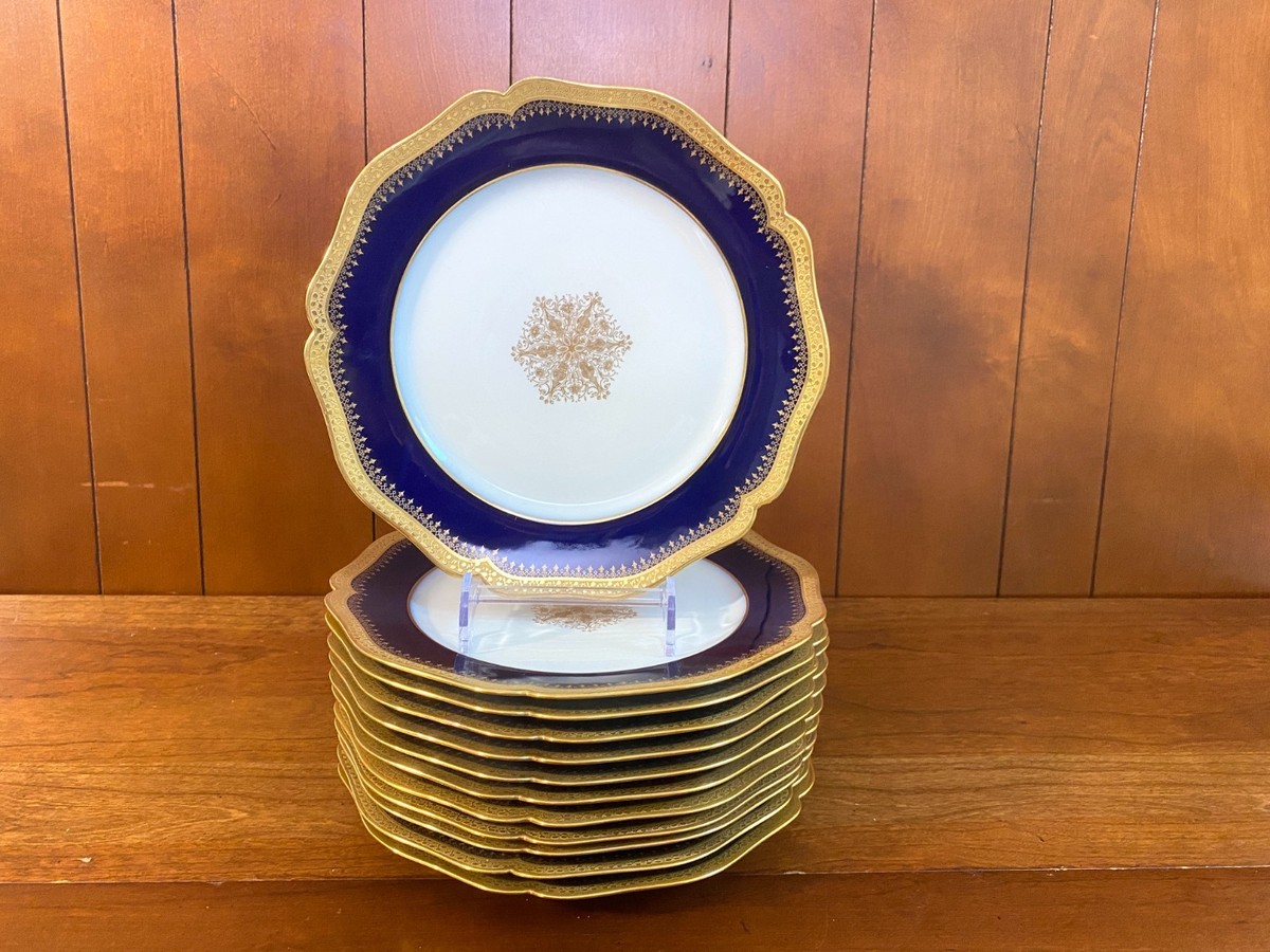 Limoges Wm. Guérin & Co. Dinner Service for 12, 62 Pcs, Cobalt