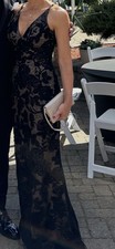 Dress The Population Black Nude Floral Lace Formal Evening Gown
