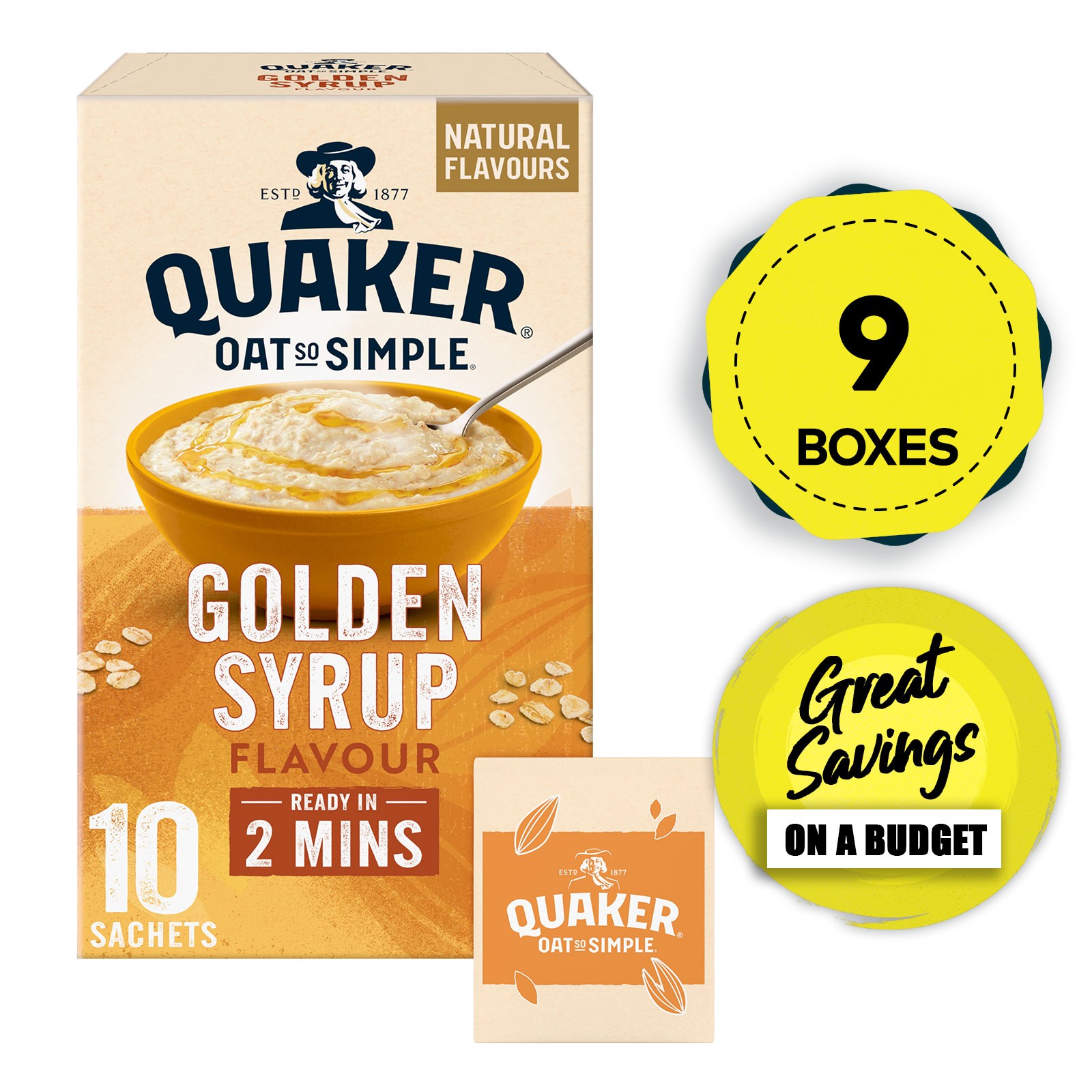 Quaker Oats Porridge Oat So Simple Golden Syrup 90 x 36g Sachets