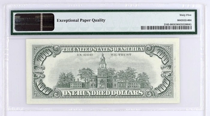 1963A $100 Federal Reserve Note New York Fr#2163-B PMG 65 EPQ - Image 2 of 2