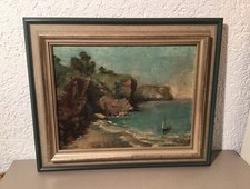 Alte Kunst, Öl Bild auf Leine, Küstenlandschaft, Signiert „Herry Dean 1880-1942