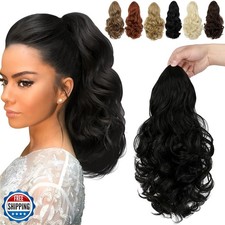 FELENDY 15" Ponytail Extension Drawstring Curly Wavy Ponytail Extensions Clip