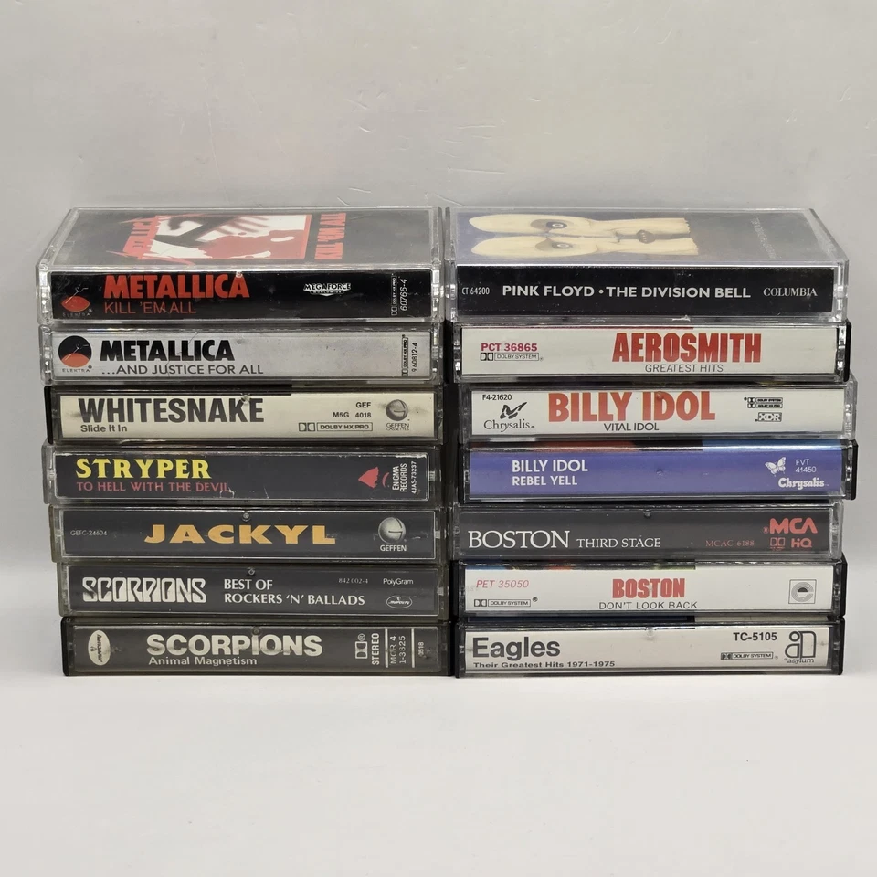 Lot 14 Hard Rock Hair Bands Cassette Tapes Metallica Stryper Scorpions MORE Foto 2 de 4