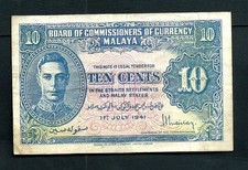 Malaya (P8) 10 Cents 1941 King George VI
