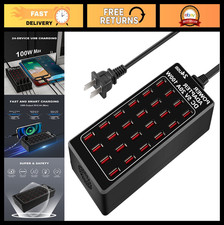 24-Port USB Charging Station 100W, Fast Multi-Port Desktop Charger for Phones 