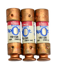 Lot of 3x Ferraz Shawmut Mersen Tri-Onic TR15R 15 Amp Fuse