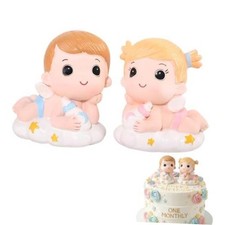 2 Pcs Baby Shower Cake Toppers, Sleeping Baby Girl Figurine for Gender Reveal