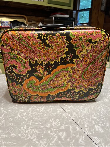 Vintage Retro Mod Paisley  60s/70’s Overnight Travel Train Case  Suitcase