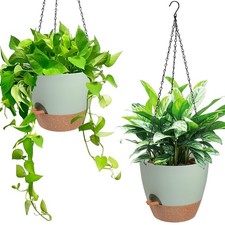 Hanging Planters for Indoor Outdoor Plants, 2 Pack Watering Hanging Pot with ...
