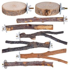 8 Pieces Bird Perch Natural Wooden Parrot Perch Stand Fork Toys Hanging Multi...