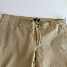 Lauren Ralph Lauren Straight Leg Mid Rise Khaki Tan Pants Plus Size 18W