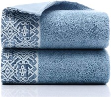 2 Pack 100 Cotton Hand Towels 14x30 Inch Blue