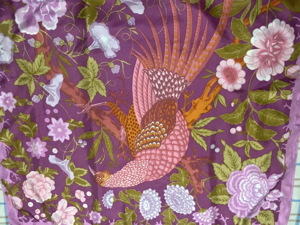 KEN SCOTT Rosa Flor Animal Logo Seda Mujer Bufanda 33"/34" Excelente Estado Foto 2 de 4