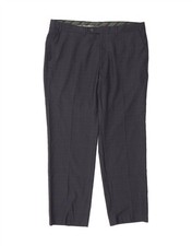 CHAPS Mens Straight Suit Trousers W36 L30 Navy Blue Check Polyester BS08