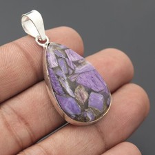 Copper Charoite Gemstone 925 Sterling Silver Handmade Pendant Jewelry Gift For