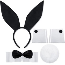 Bunny Halloween Costume Accessories - 5 PCS Bunny Ears Headband Tail Bow Tie ...