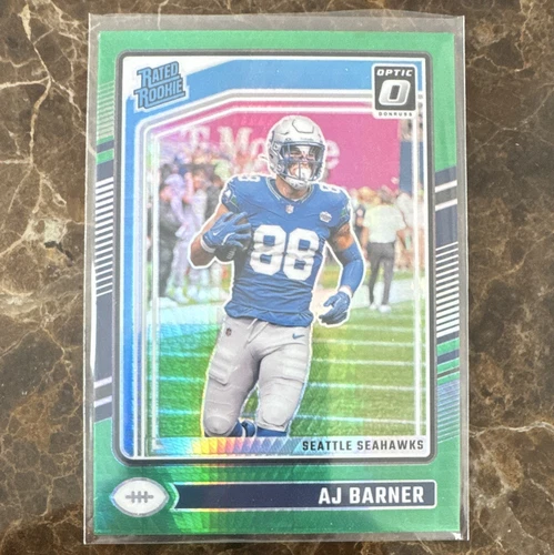 2024 Panini Donruss Optic Rated Rookie AJ Barner #204 Green Hyper Prizm