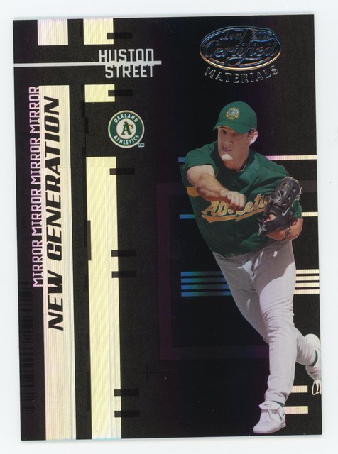 2005 DONRUSS LEAF ZERTIFIZIERTE MATERIALIEN HUSTON STREET 1/1 SPIEGEL SCHWARZ #219 SSP