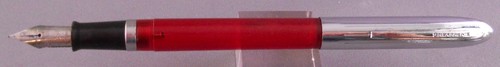 Sheaffer Transparent Red Student Cartridge Fill Pen-rounded cap and barrel - Picture 3 of 4