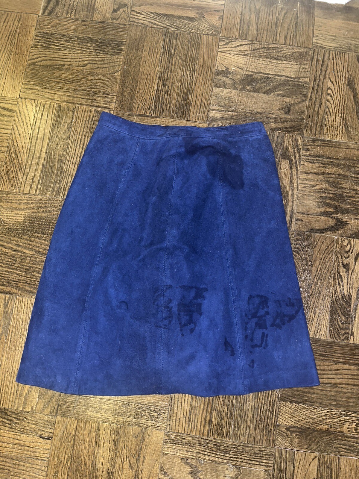 SAINT LAURENT Gonna scamosciata blu vintage YSL