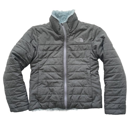 Girls The North Face Mossbud Reversible Insulated Jacket Gray/Gardinia Sz S 7-8