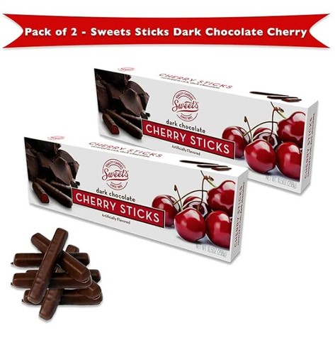 Sweet Candy Dark Chocolate Candy Sticks Cherry 2 Pack- Dark Chocolate Cherry - Picture 2 of 2