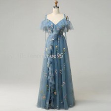 Sweetheart Embroidery Flower Tulle Dress Tea Length Formal Evening Party Gowns