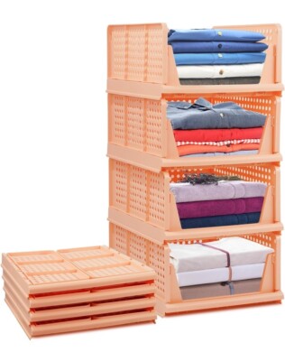 Große 4er-Pack Kleiderschrank Aufbewahrungsbox Klappbar Kunststoff Schublade Organizer stapelbar NEU