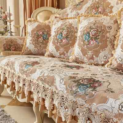 Luxury Sofa Cover Non-slip Embroidery Lace Cushion Jacquard Couch Covers  Towel