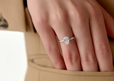 A Pear Shaped Solitaire Ring For Women Is Timeless And Elegant Choice 14KT Gold.