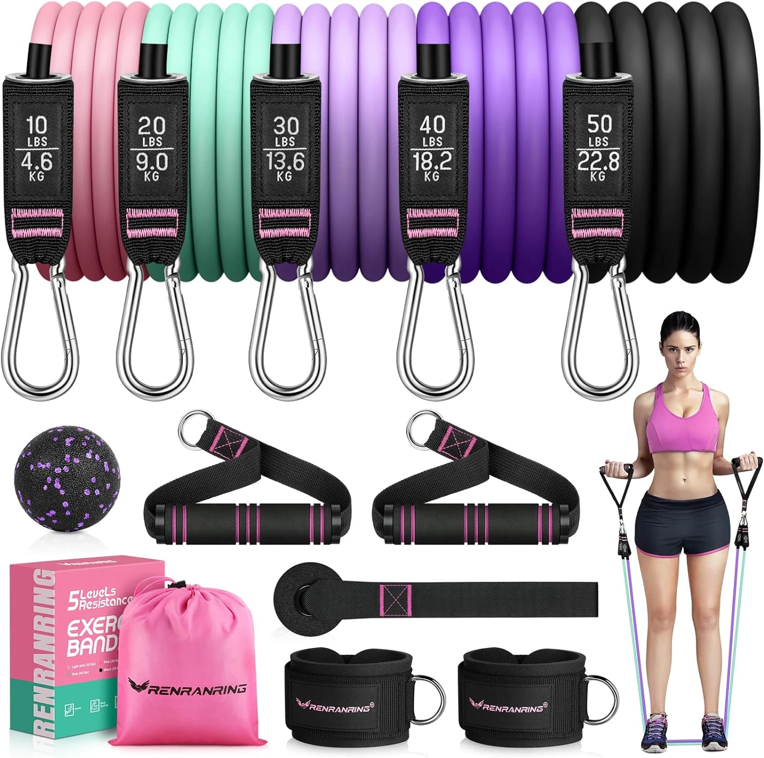 Resistance Bands for Working Out, 150LBS Exercise Bands, Workout Bands, Resistan