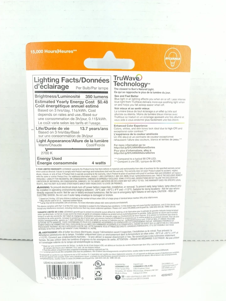 SYLVANIA LED TruWave Technology Enhanced Color G 16.5 Clear Light Bulb 40W  - Image 2 of 2