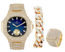 Charles Raymond Oblong Case Mens Watch with Blue Dial watch set