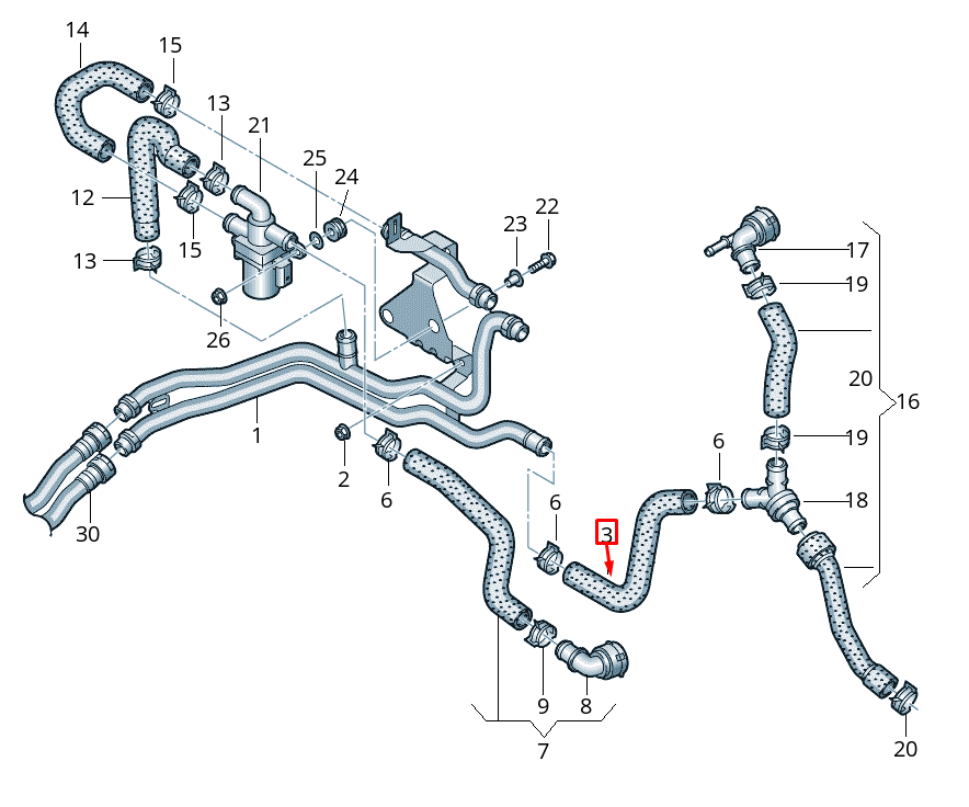 NOUVEAU TUYAU DE LIQUIDE DE REFROIDISSEMENT VOLKSWAGEN ATLAS CA1 TYPE 3QF815369C